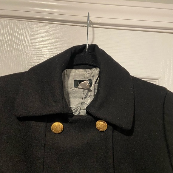 J. Crew Black Double Breasted Wool Blend Gold Button Pea Coat Lined Size 4 - Picture 4 of 12